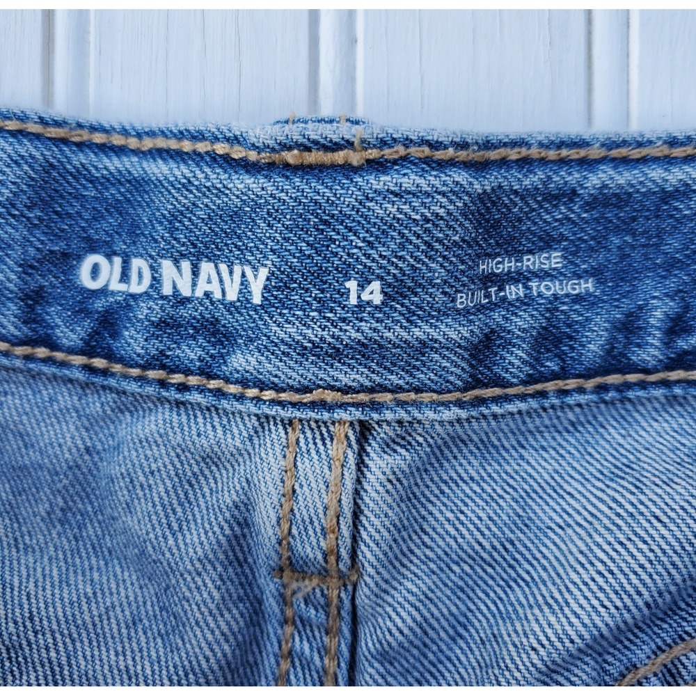 Old Navy Girls Size 14 High-Rise Denim Shorts with Flag Pockets Patriotic Blue - Picture 5 of 7